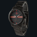 Sagittarius Zodiac Sign Cool Red Fire Light Line Watch<br><div class="desc">A cool and stunning zodiac sign design featuring a red light line on black background with the Sagittarius zodiac sign on it.
Easily customize this watch to your name!
- designed with ❤ by Zaubershirts -</div>