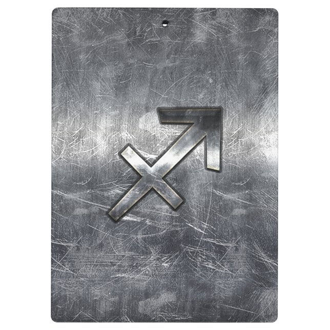 Sagittarius Zodiac Sign Distressed Steel Clipboard (Back)
