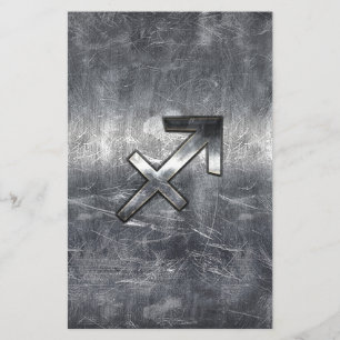 Sagittarius Zodiac Sign Distressed Steel Stationery