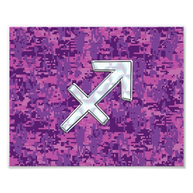 Sagittarius Zodiac Sign Fuchsia Digital Camouflage (Front)