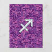 Sagittarius Zodiac Sign Fuchsia Digital Camouflage