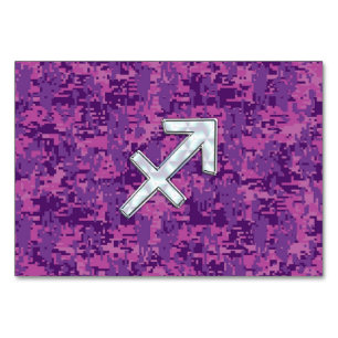 Sagittarius Zodiac Sign Fuchsia Digital Camouflage Table Number