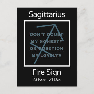 Sagittarius Zodiac Sign Fun Quote in Blue & White Postcard