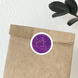 Sagittarius Zodiac Sign Gold Foil Constellation Classic Round Sticker