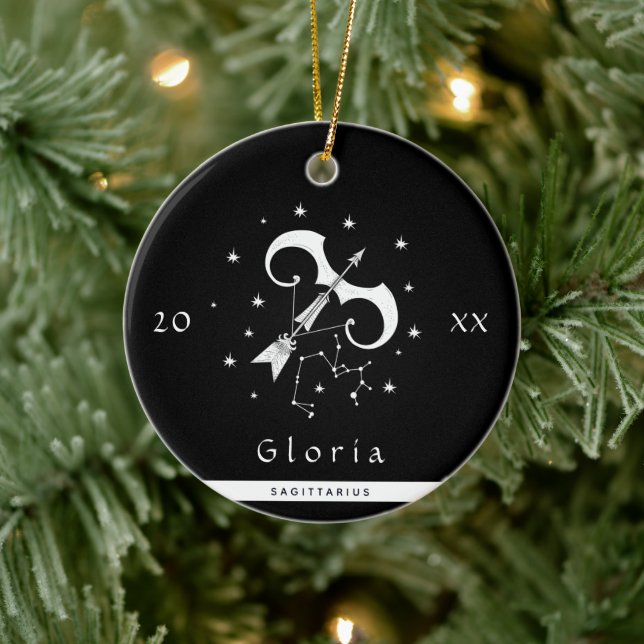 Sagittarius Zodiac Sign Horoscope Symbol Name Year Ceramic Ornament (Tree)