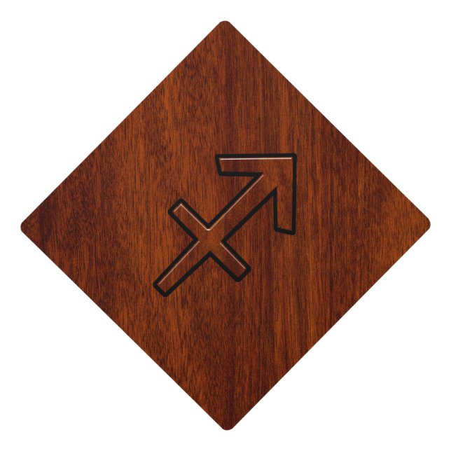 Sagittarius Zodiac Sign in Mahogany Brown Style Graduation Cap Topper (Front)