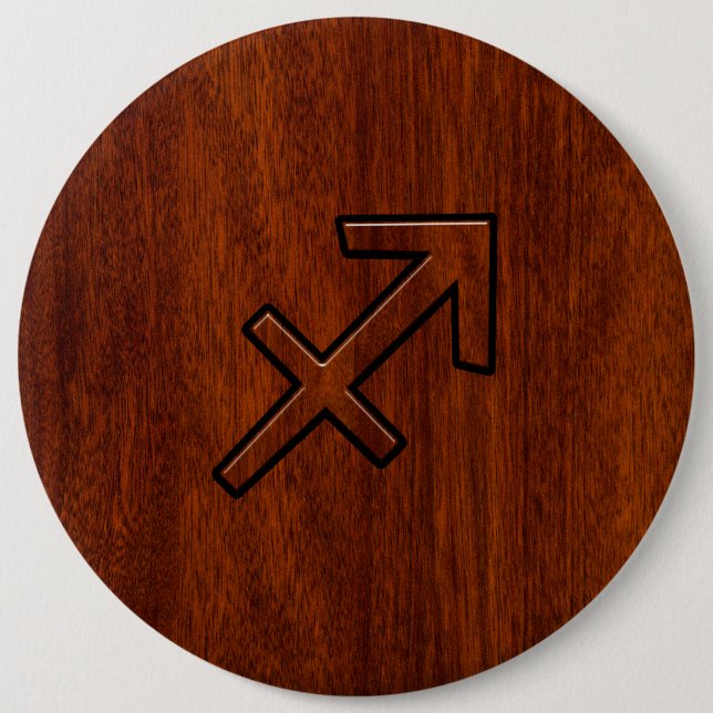 Sagittarius Zodiac Sign in Mahogany Style 6 Inch Round Button (Front)
