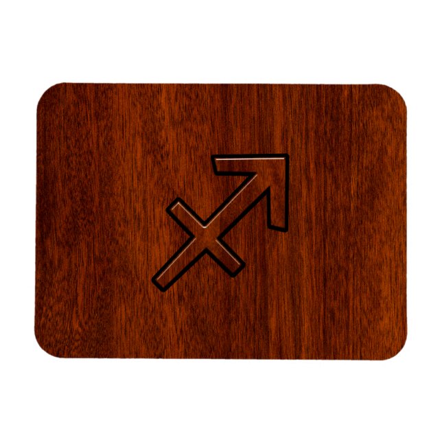 Sagittarius Zodiac Sign in Mahogany Style Magnet (Horizontal)
