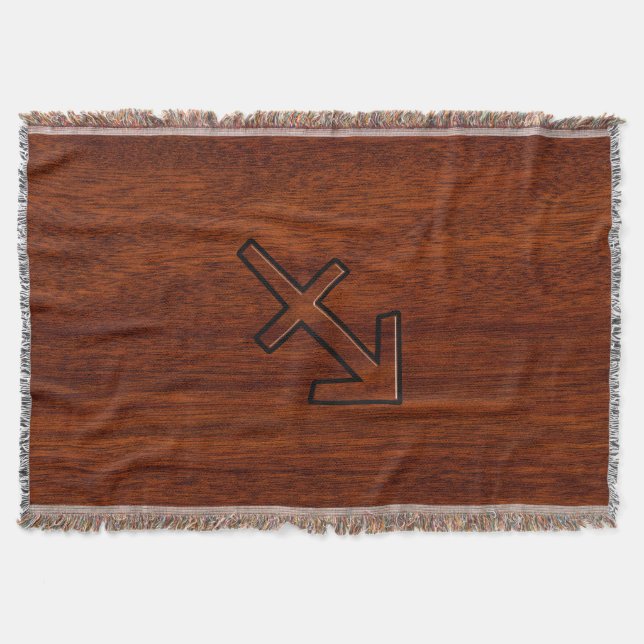 Sagittarius Zodiac Sign in Mahogany Wood Style Throw Blanket (Front)