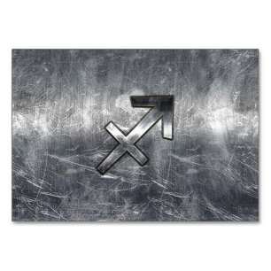 Sagittarius Zodiac Sign in Silver Steel look Table Number