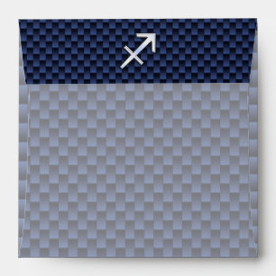 Sagittarius Zodiac Sign on Blue Carbon Fibre Decor Envelopes