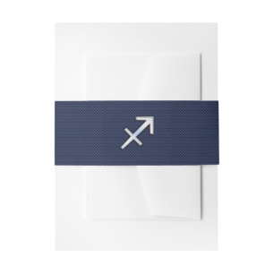 Sagittarius Zodiac Sign on Blue Carbon Fibre Decor Invitation Belly Band