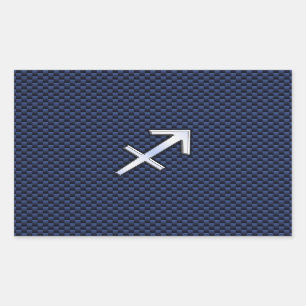 Sagittarius Zodiac Sign on Blue Carbon Fibre Print Sticker