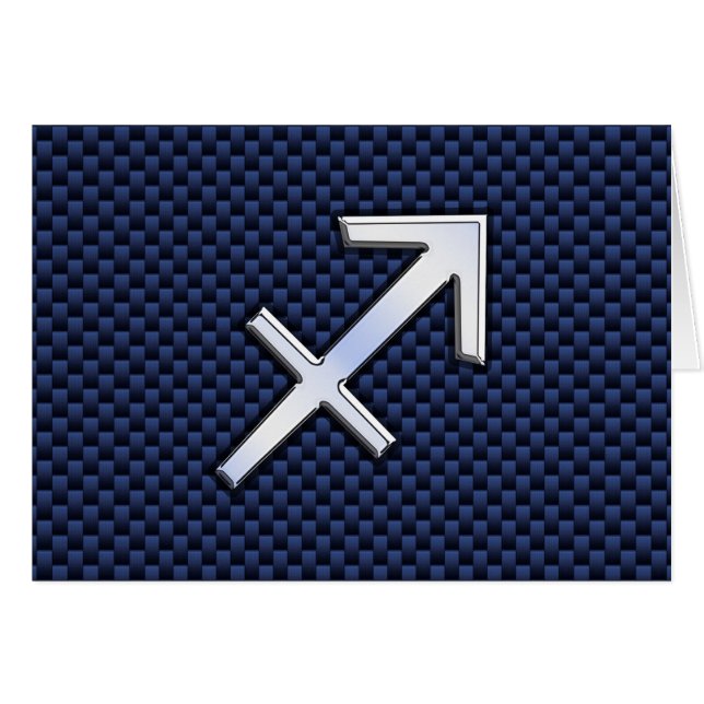 Sagittarius Zodiac Sign on Blue Carbon Fibre Style (Front Horizontal)