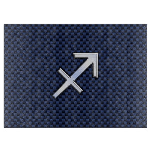 Sagittarius Zodiac Sign on Blue Carbon Fibre Style Cutting Board