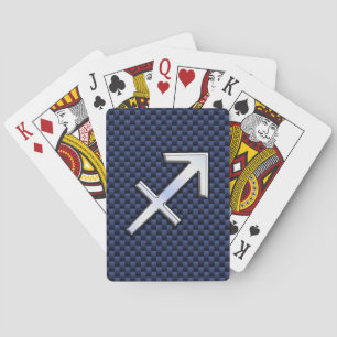 Sagittarius Zodiac Sign on Blue Carbon Fibre Style Playing Cards