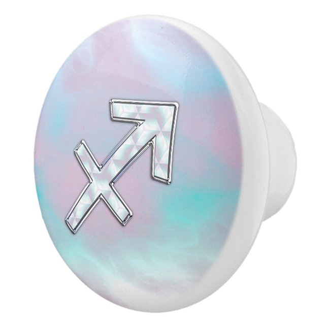 Sagittarius Zodiac Sign on Mother of Pearl Decor Ceramic Knob (Right)