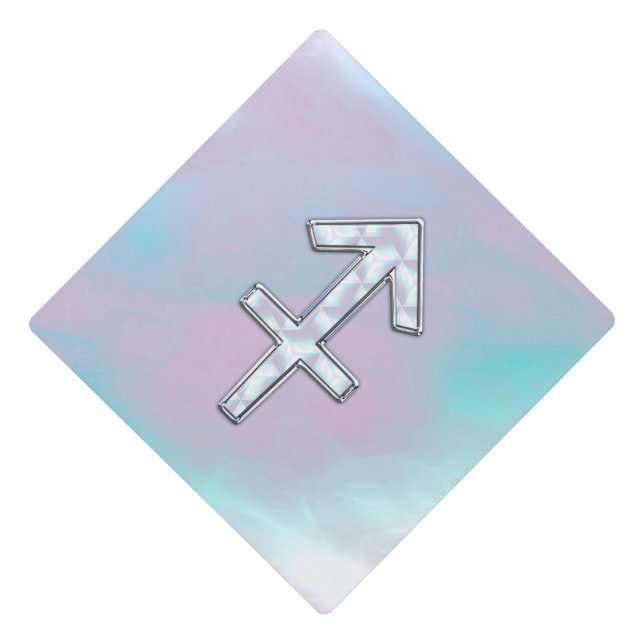 Sagittarius Zodiac Sign on Mother of Pearl Decor Graduation Cap Topper (Front)