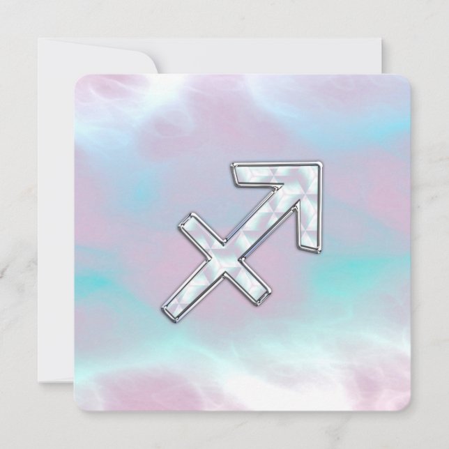 Sagittarius Zodiac Sign on Mother of Pearl Style (Front)