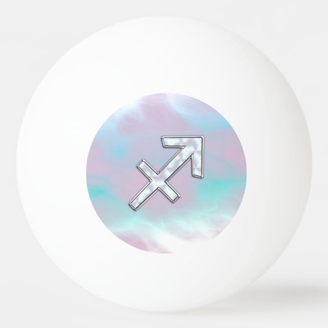 Sagittarius Zodiac Sign on Mother of Pearl Style Ping Pong Ball (Front)