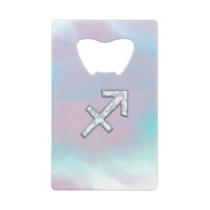 Sagittarius Zodiac Sign on Mother of Pearl Style Wallet Bottle Opener
