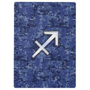Sagittarius Zodiac Sign on Navy Digital Camo Clipboard