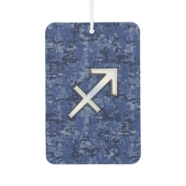 Sagittarius Zodiac Sign on Navy Digital Camouflage Car Air Freshener (Front)