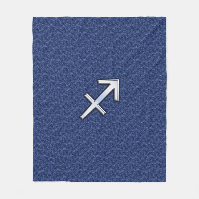 Sagittarius Zodiac Sign on Navy Digital Camouflage Fleece Blanket (Front)
