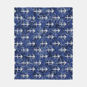 Sagittarius Zodiac Sign on Navy Digital Camouflage Fleece Blanket