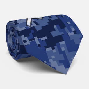 Sagittarius Zodiac Sign on Navy Digital Camouflage Tie
