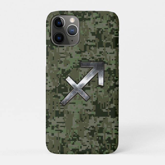 Sagittarius Zodiac Sign on Olive Woodland Camo Case-Mate iPhone Case (Back)