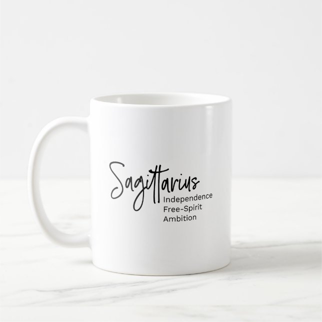 Sagittarius zodiac sign positive trait coffee mug (Left)