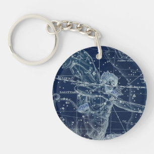 Sagittarius Zodiac Sign Vintage Illustration Keychain