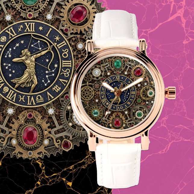 Sagittarius zodiac sign watch, Steampunk, gems Watch (Sagittarius Watch, Zodiac Signs, Jeweled)