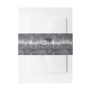 Sagittarius Zodiac Silver Distressed Steel look Invitation Belly Band