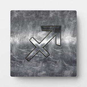 Sagittarius Zodiac Silver Distressed Steel look Plaque
