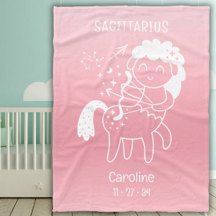 Sagittarius Zodiac Star Name Birthdate Pink Baby Fleece Blanket