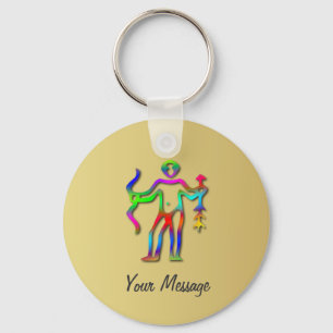 Sagittarius Zodiac Star Sign Rainbow Gold Key Ring
