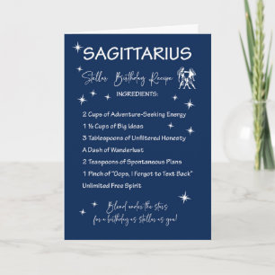 Sagittarius Zodiac Stellar Birthday Recipe Card