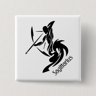 Sagittarius Zodiac Symbol and Sign 2 Inch Square Button