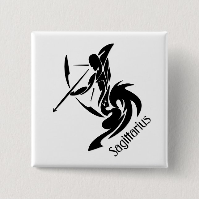 Sagittarius Zodiac Symbol and Sign 2 Inch Square Button (Front)