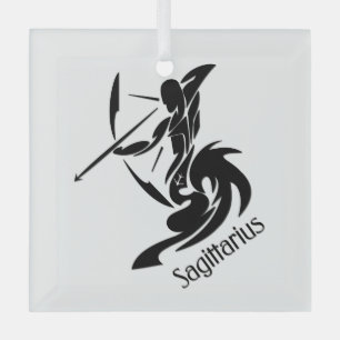 Sagittarius Zodiac Symbol and Sign Glass Ornament