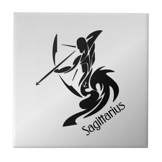 Sagittarius Zodiac Symbol and Sign Tile (Front)