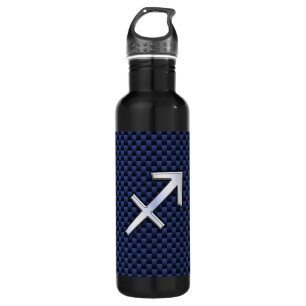 Sagittarius Zodiac Symbol Blue Carbon Fibre Print 710 Ml Water Bottle