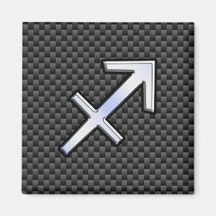 Sagittarius Zodiac Symbol Charcoal Carbon Fiber Magnet