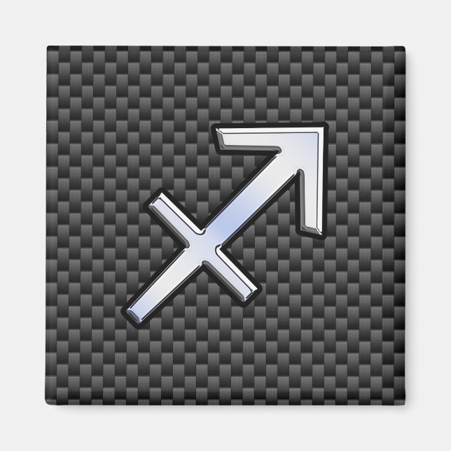 Sagittarius Zodiac Symbol Charcoal Carbon Fiber Magnet (Front)