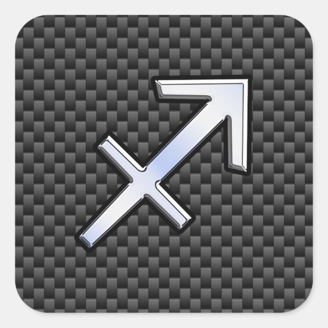 Sagittarius Zodiac Symbol Charcoal Carbon Fiber Square Sticker (Front)