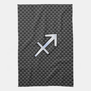Sagittarius Zodiac Symbol Charcoal Carbon Fibre Kitchen Towel