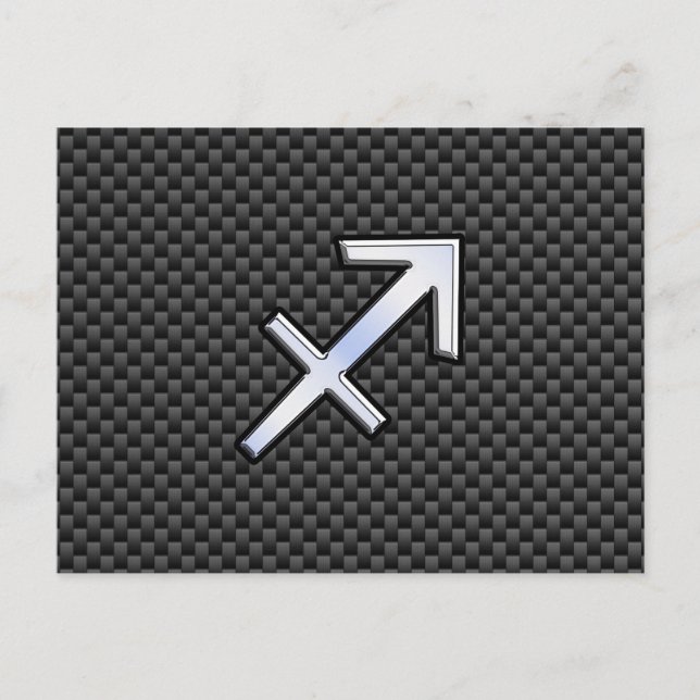 Sagittarius Zodiac Symbol Charcoal Carbon Fibre Postcard (Front)