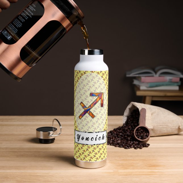 Sagittarius Zodiac Symbol Element by K Yoncich Water Bottle (Coffee)